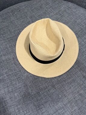 Men's Straw Fedora Hat with Black Band - Natural